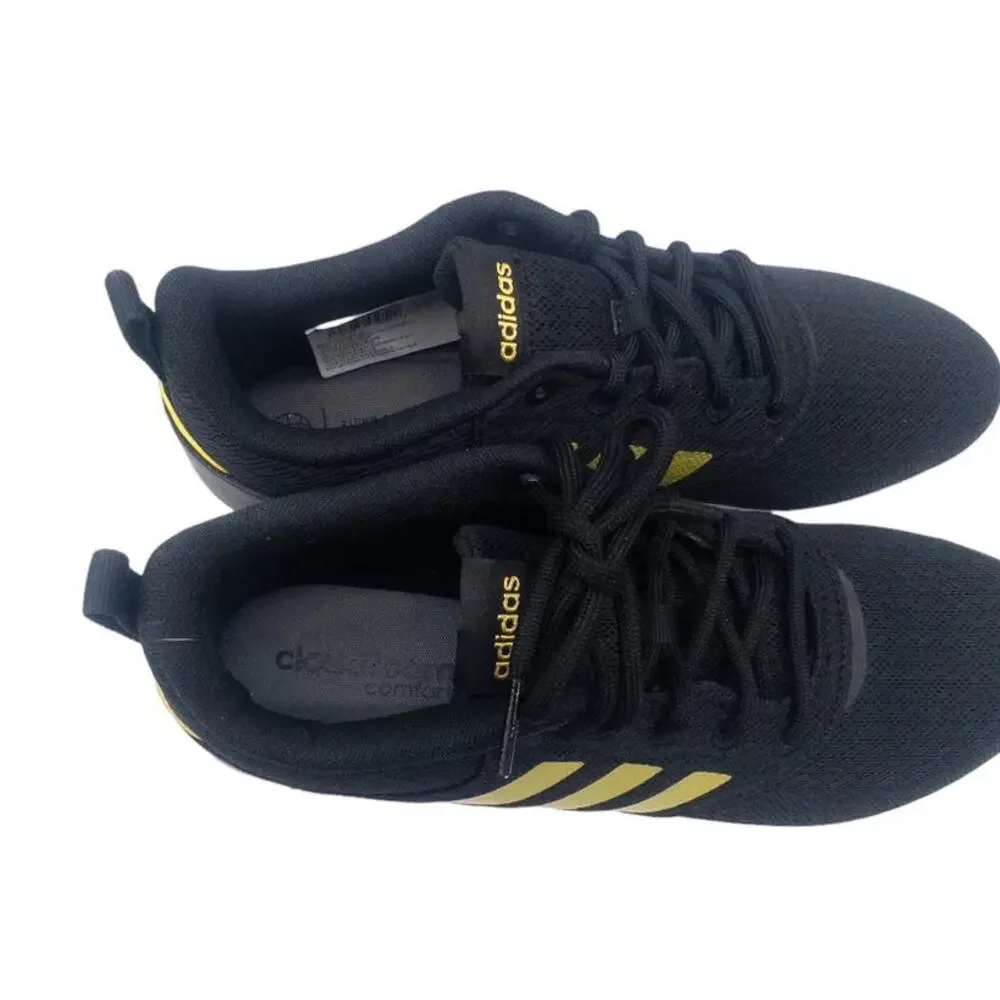 Adidas QT Racer 2.0 Women's Running Shoes Sneakers Black Metallic Gold - Picture 8 of 8